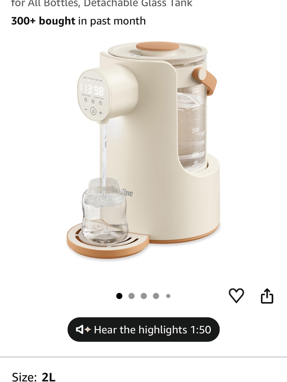 Cream Electric Bottle Warmer and Water Dispenser with Tan Accents